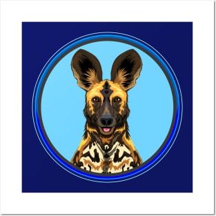 African Painted Dog Circle Posters and Art